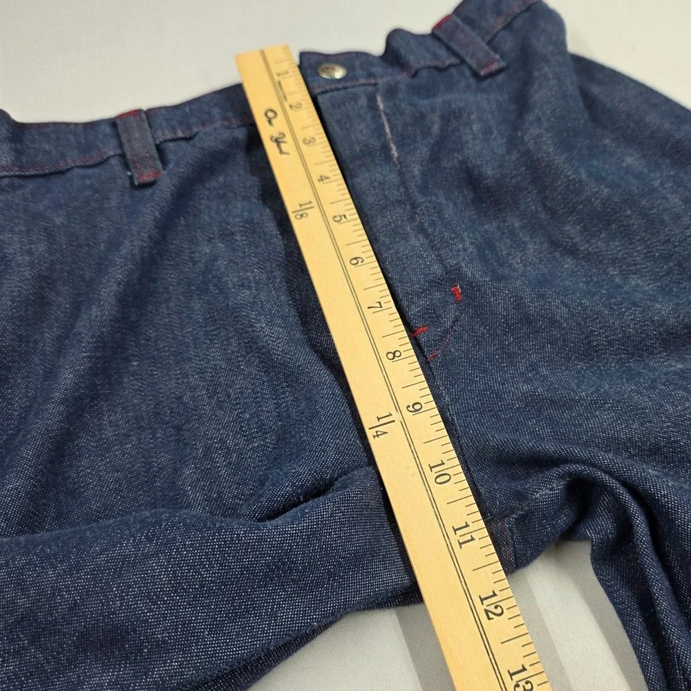 Vintage JC Penney Roller Disco Denim Jeans Dark Wash Red Stitching Girls 14